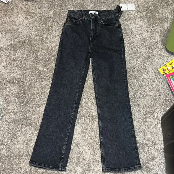 NWT RE/DONE 70's Crop Boot Jeans Stone Noir Size 25